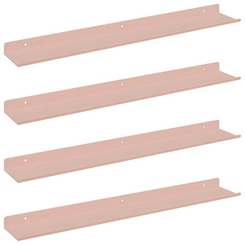 Półka wisząca 4 pcs Różowy 60 x 9 x 2,5 cm Stal