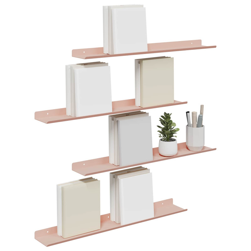 Półka wisząca 4 pcs Różowy 60 x 9 x 2,5 cm Stal
