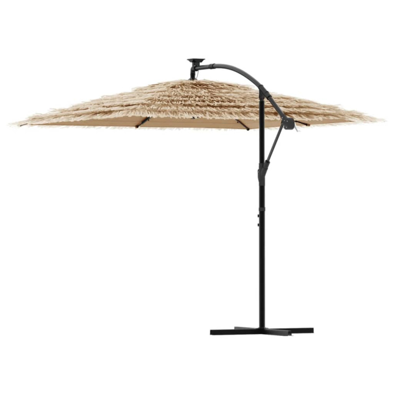 Parasol ogrodowy z LED, stalowy słupek, brązowy, 269x269x235 cm