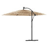 Parasol ogrodowy z LED, stalowy słupek, brązowy, 269x269x235 cm