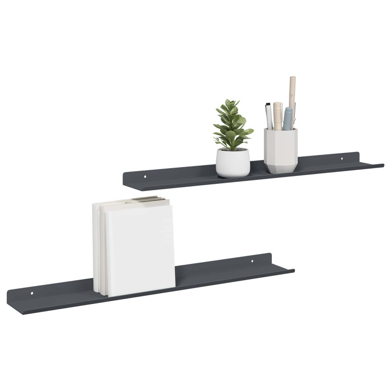 Półka wisząca 2 pcs Antracyt 60 x 9 x 2,5 cm Stal