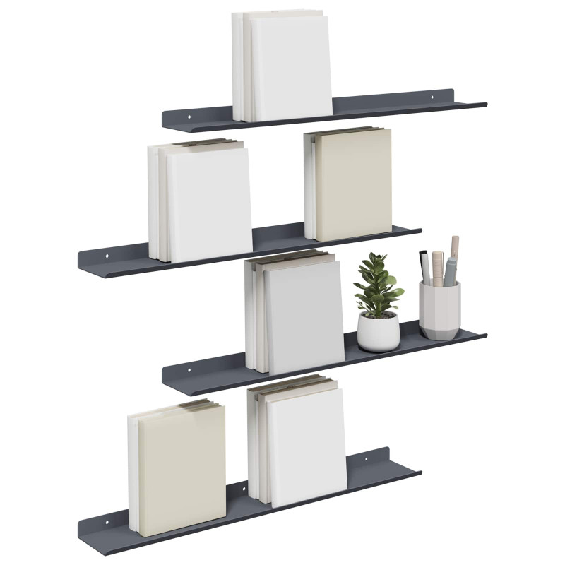 Półka wisząca 4 pcs Antracyt 60 x 9 x 2,5 cm Stal