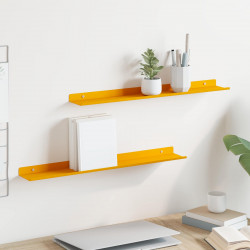 Półka wisząca 2 pcs Musztardowy Żółty 60 x 9 x 2,5 cm Stal