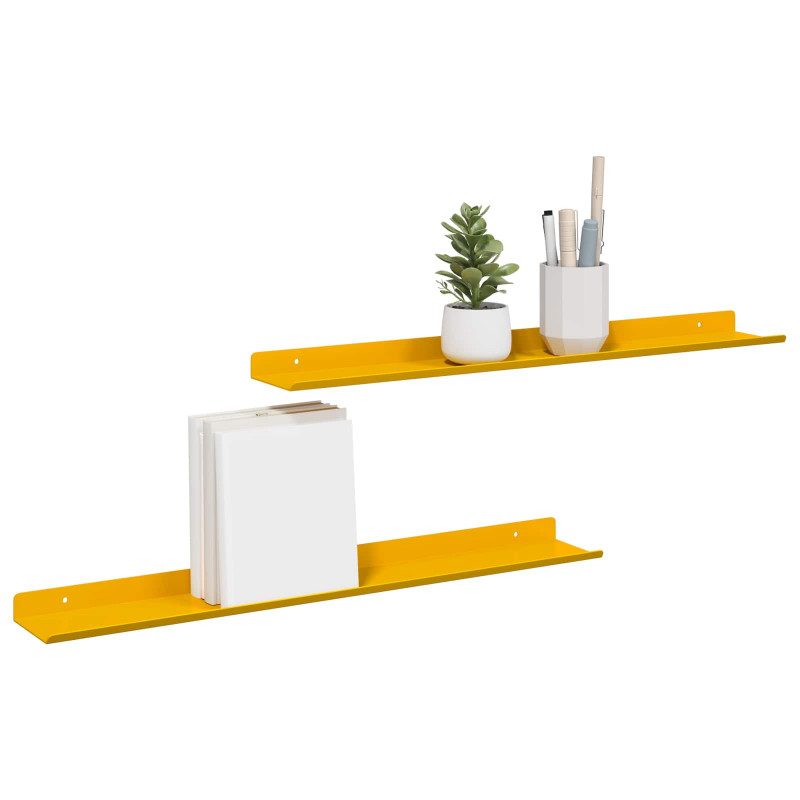 Półka wisząca 2 pcs Musztardowy Żółty 60 x 9 x 2,5 cm Stal