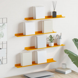 Półka wisząca 4 pcs Musztardowy Żółty 60 x 9 x 2,5 cm Stal
