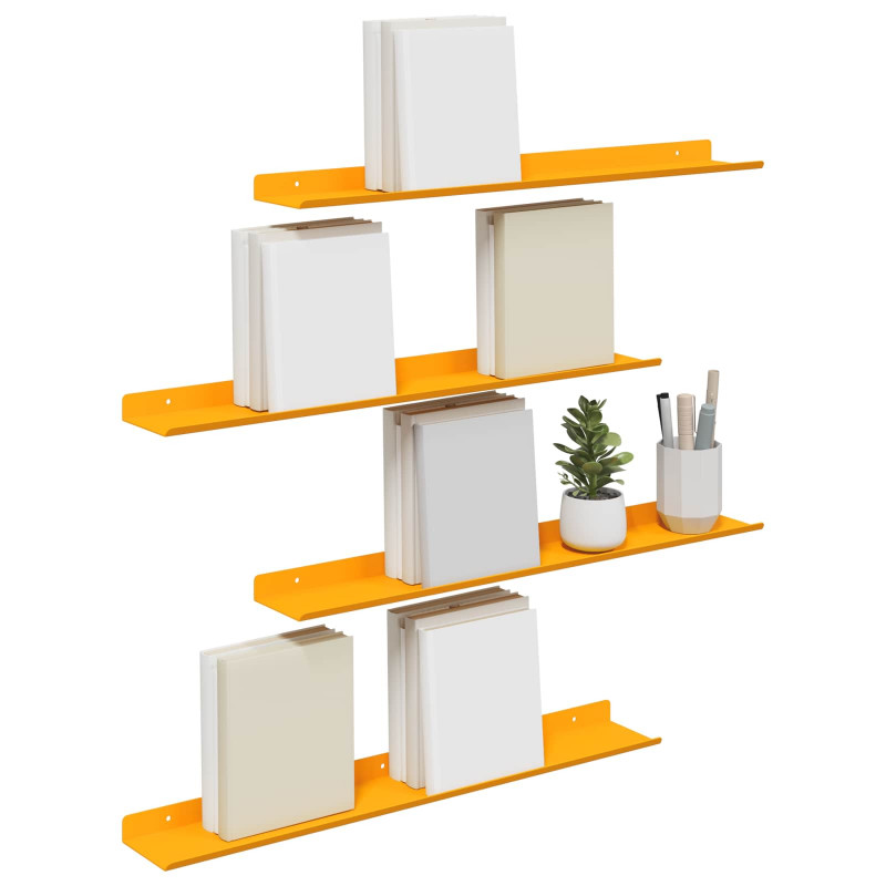 Półka wisząca 4 pcs Musztardowy Żółty 60 x 9 x 2,5 cm Stal