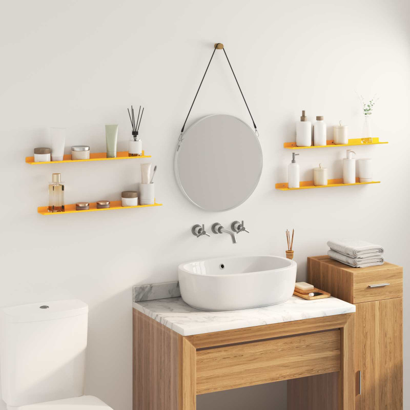 Półka wisząca 4 pcs Musztardowy Żółty 60 x 9 x 2,5 cm Stal