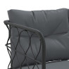 Narożna sofa ogrodowa z poduszkami, czarna, stal i textilene