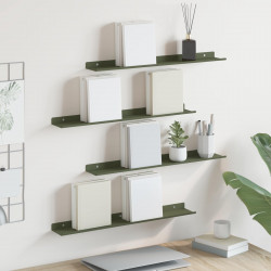 Półka wisząca 4 pcs Zielony oliwkowy 60 x 9 x 2,5 cm Stal