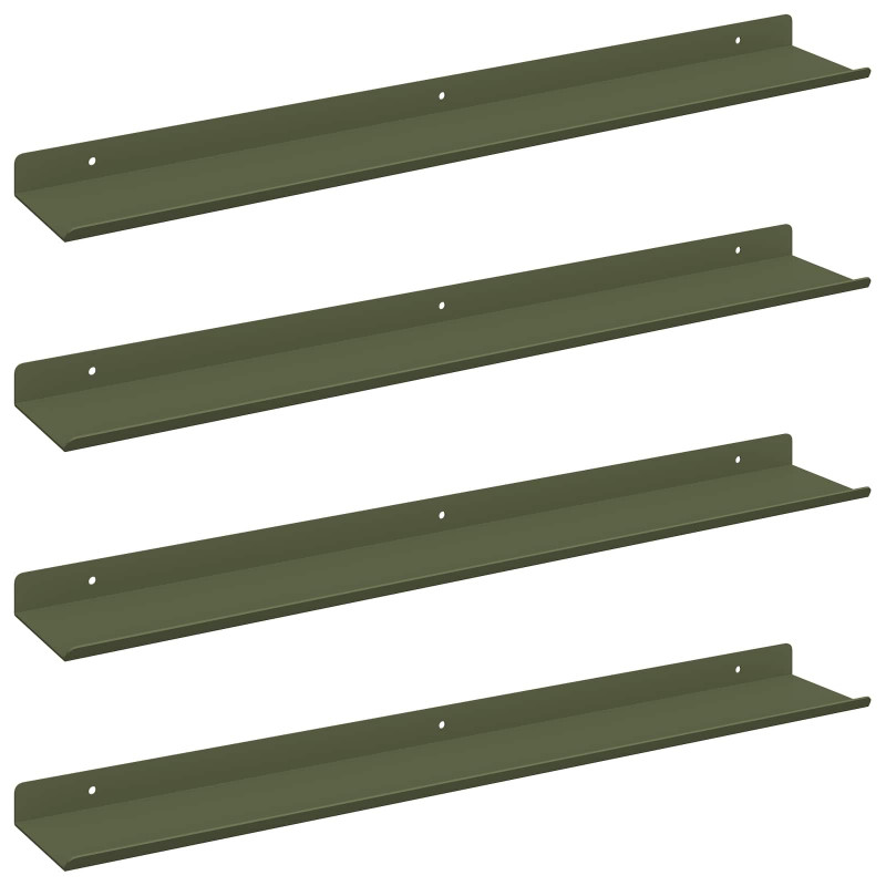 Półka wisząca 4 pcs Zielony oliwkowy 60 x 9 x 2,5 cm Stal