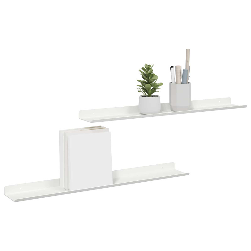 Półka wisząca 2 pcs Biały 60 x 9 x 2,5 cm Stal