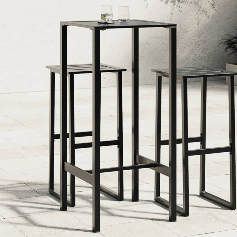 Stolik barowy, czarny, 50x50x110 cm, malowana proszkowo stal
