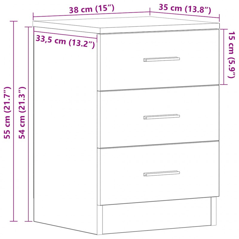 Szafka nocna, betonowa szarość, 38x35x56 cm