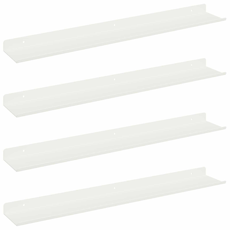 Półka wisząca 4 pcs Biały 60 x 9 x 2,5 cm Stal