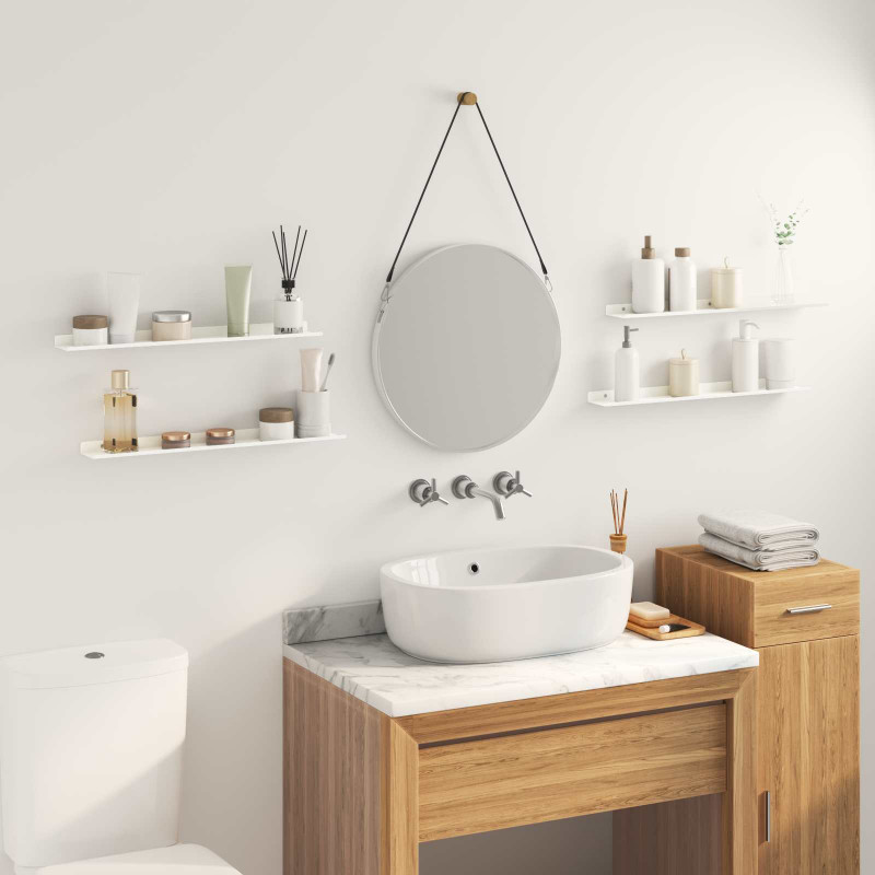 Półka wisząca 4 pcs Biały 60 x 9 x 2,5 cm Stal
