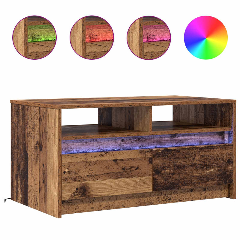 Stolik kawowy Ze LED Lights Stare drewno 90 x 50 x 45 cm