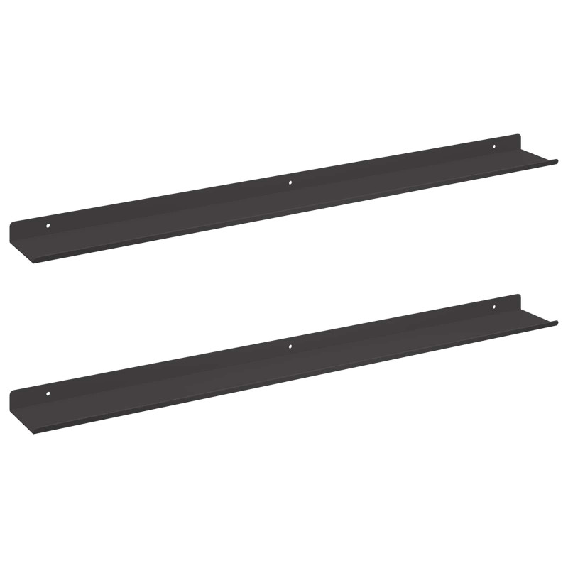 Półka wisząca 2 pcs Czarny 80 x 9 x 2,5 cm Stal