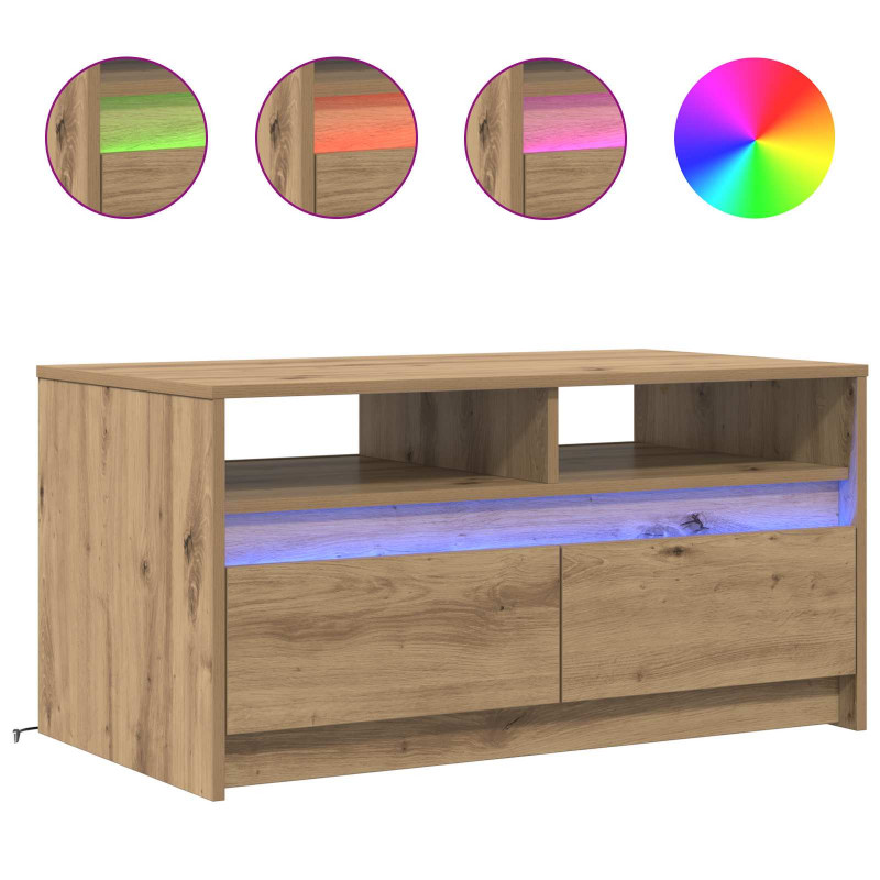 Stolik kawowy Ze LED Lights Dąb rzemieślniczy 90 x 50 x 45 cm