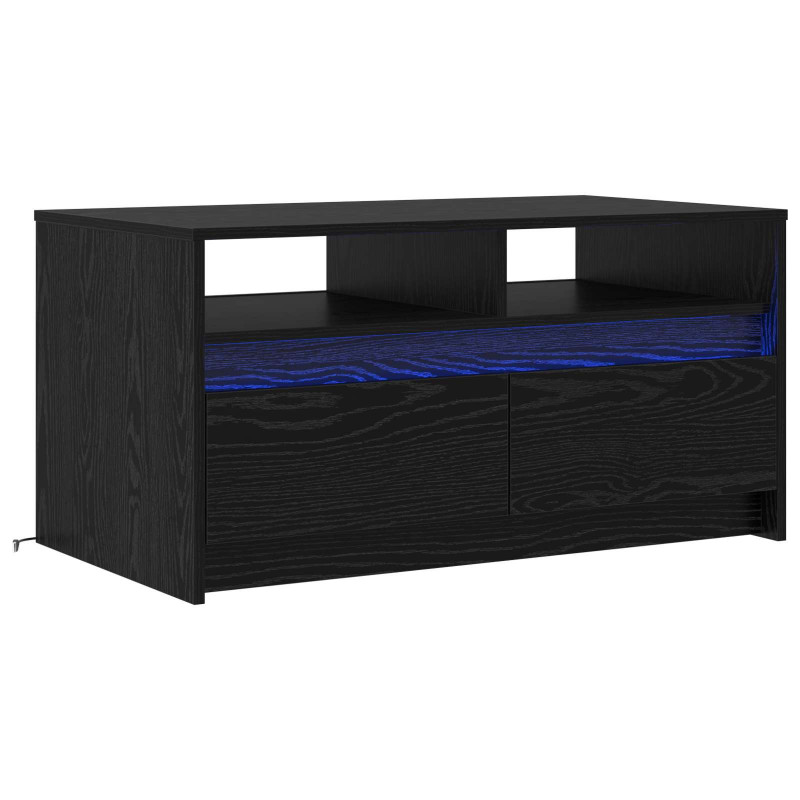 Stolik kawowy Ze LED Lights Czarny Dąb 90 x 50 x 45 cm