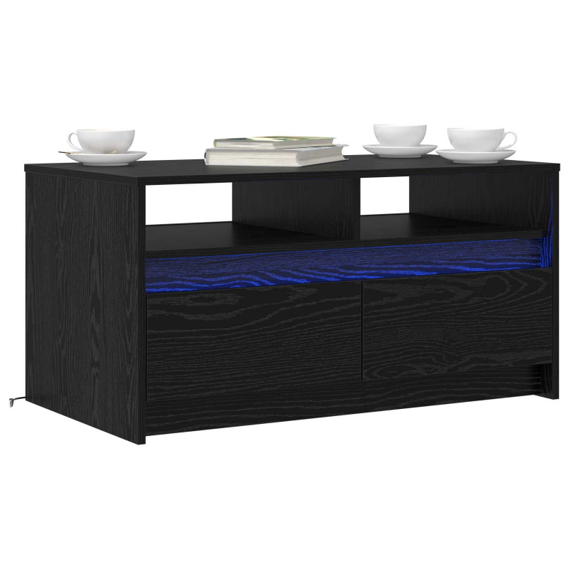 Stolik kawowy Ze LED Lights Czarny Dąb 90 x 50 x 45 cm