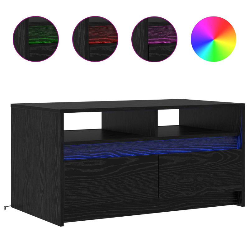 Stolik kawowy Ze LED Lights Czarny Dąb 90 x 50 x 45 cm