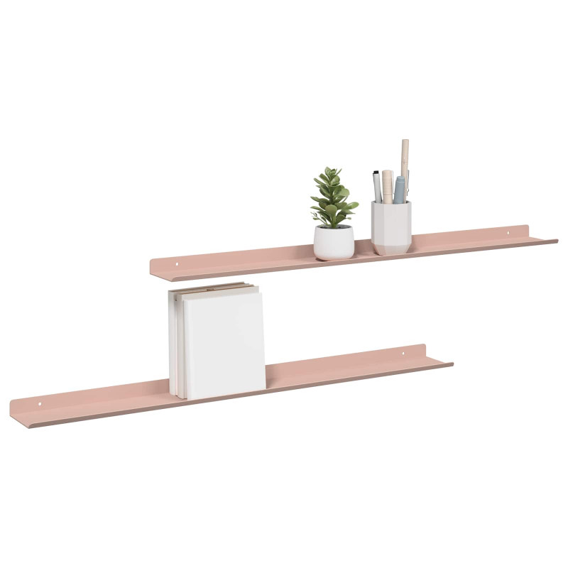 Półka wisząca 2 pcs Różowy 80 x 9 x 2,5 cm Stal