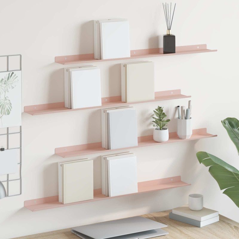 Półka wisząca 4 pcs Różowy 80 x 9 x 2,5 cm Stal