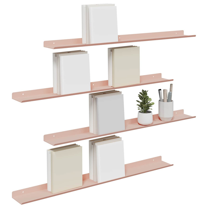 Półka wisząca 4 pcs Różowy 80 x 9 x 2,5 cm Stal