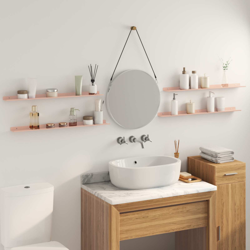 Półka wisząca 4 pcs Różowy 80 x 9 x 2,5 cm Stal