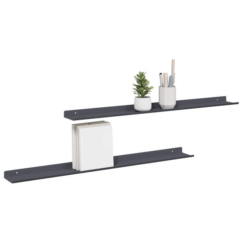 Półka wisząca 2 pcs Antracyt 80 x 9 x 2,5 cm Stal