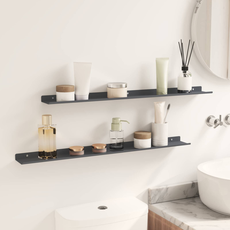 Półka wisząca 2 pcs Antracyt 80 x 9 x 2,5 cm Stal