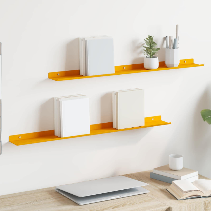 Półka wisząca 2 pcs Musztardowy Żółty 80 x 9 x 2,5 cm Stal