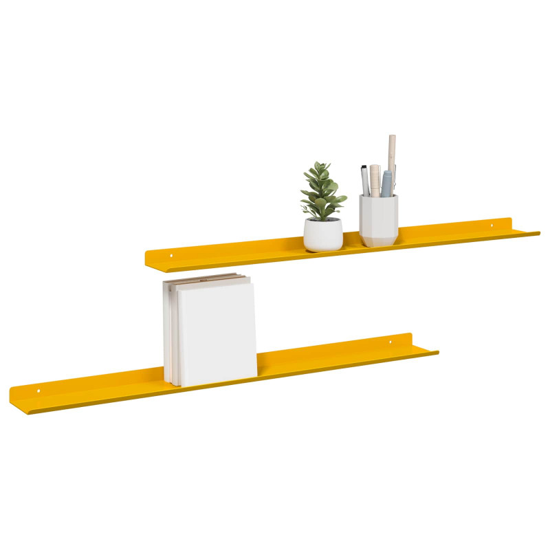 Półka wisząca 2 pcs Musztardowy Żółty 80 x 9 x 2,5 cm Stal