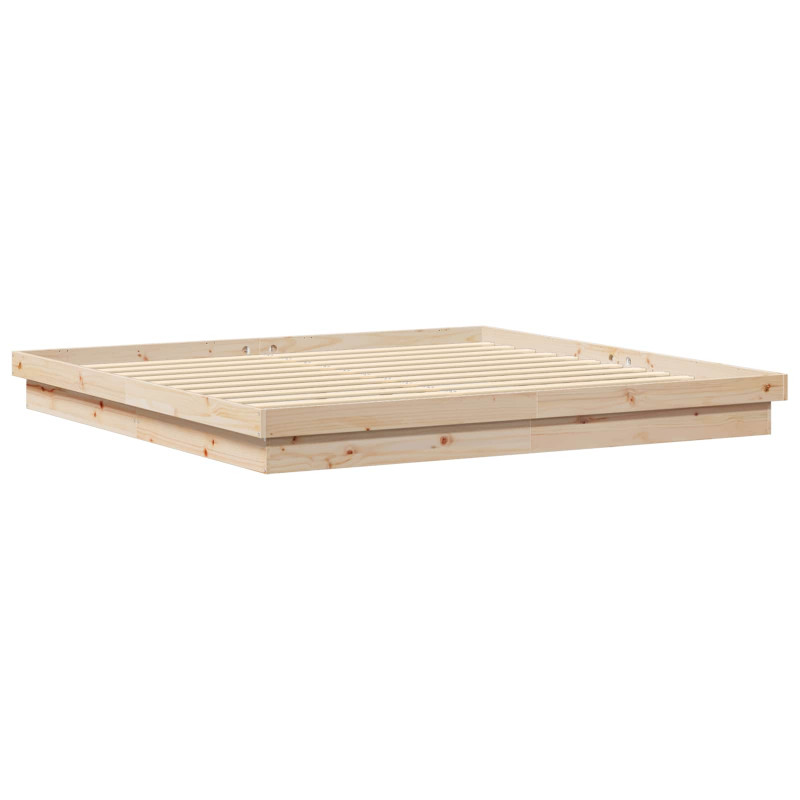 Ramka łóżka Naturalny 200 x 200 cm Lite drewno sosnowe