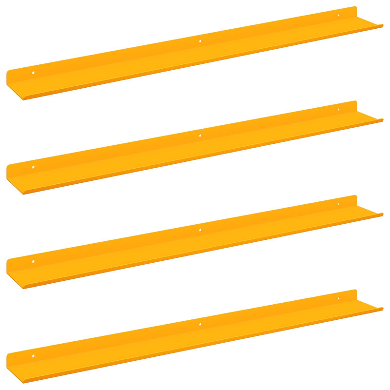 Półka wisząca 4 pcs Musztardowy Żółty 80 x 9 x 2,5 cm Stal