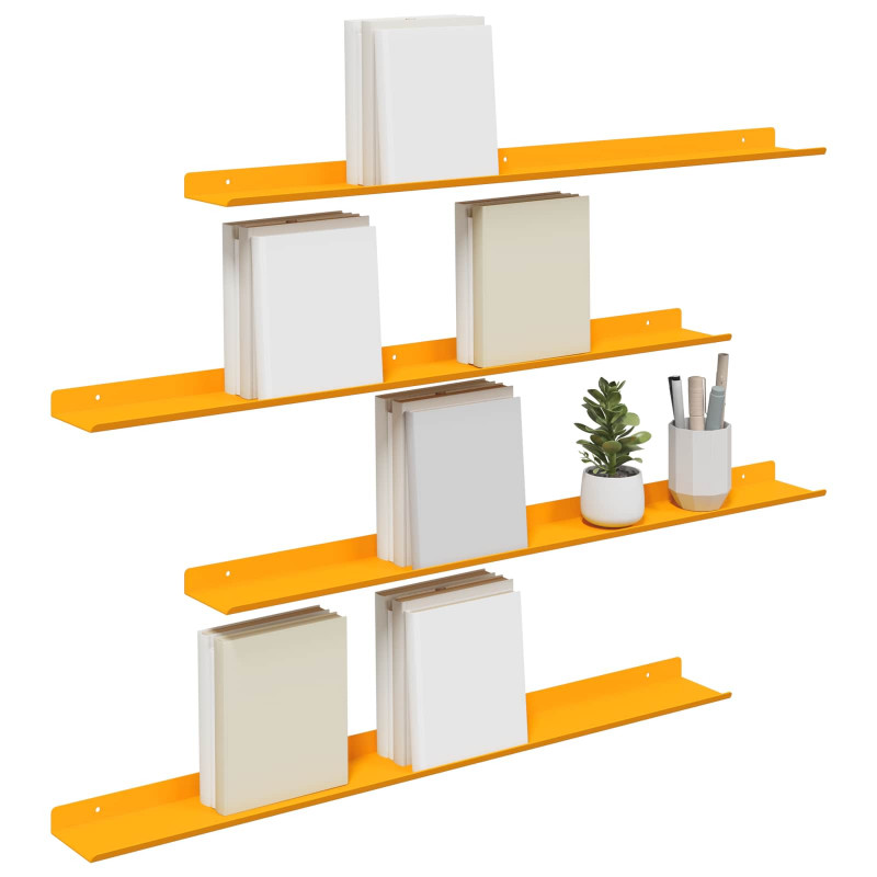 Półka wisząca 4 pcs Musztardowy Żółty 80 x 9 x 2,5 cm Stal