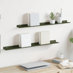 Półka wisząca 2 pcs Zielony oliwkowy 80 x 9 x 2,5 cm Stal