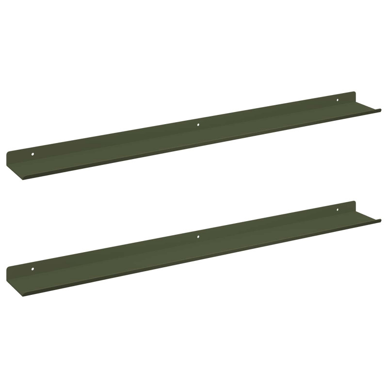 Półka wisząca 2 pcs Zielony oliwkowy 80 x 9 x 2,5 cm Stal
