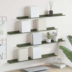 Półka wisząca 4 pcs Zielony oliwkowy 80 x 9 x 2,5 cm Stal