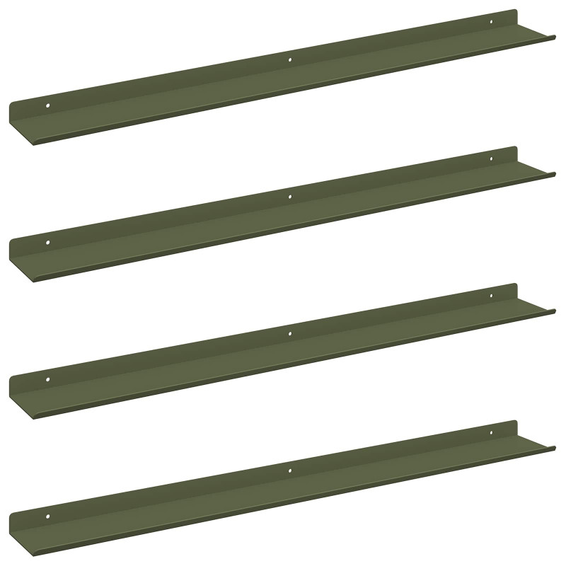 Półka wisząca 4 pcs Zielony oliwkowy 80 x 9 x 2,5 cm Stal