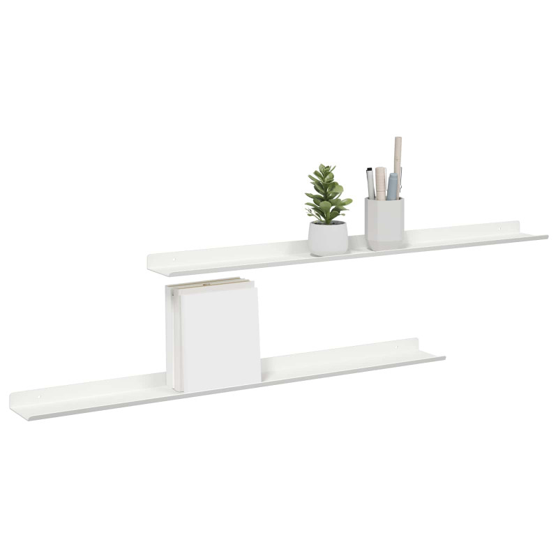 Półka wisząca 2 pcs Biały 80 x 9 x 2,5 cm Stal
