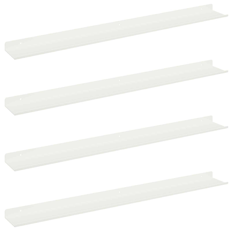 Półka wisząca 4 pcs Biały 80 x 9 x 2,5 cm Stal