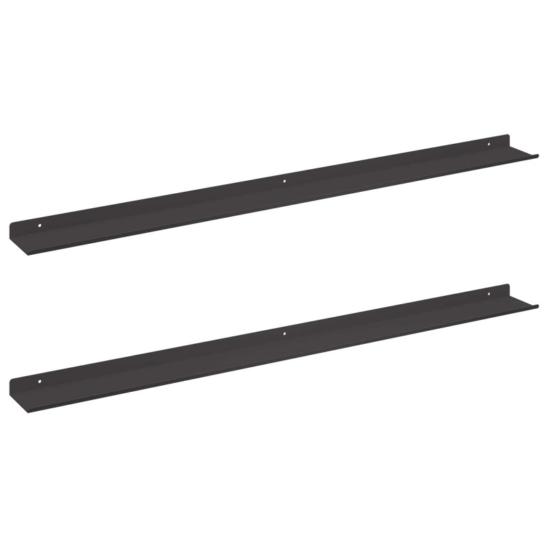 Półka wisząca 2 pcs Czarny 100 x 9 x 2,5 cm Stal