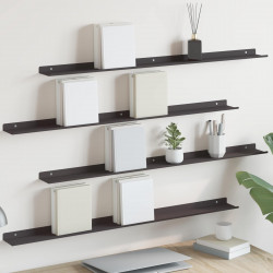 Półka wisząca 4 pcs Czarny 100 x 9 x 2,5 cm Stal