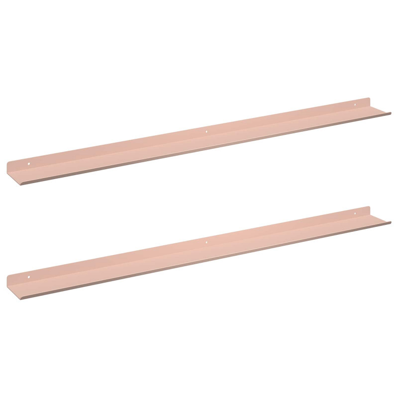 Półka wisząca 2 pcs Różowy 100 x 9 x 2,5 cm Stal