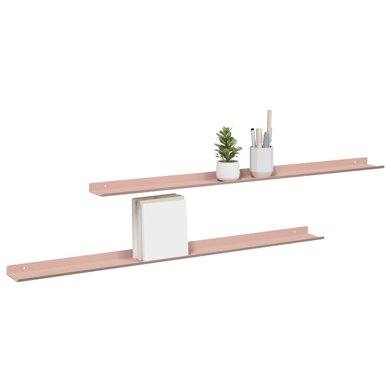 Półka wisząca 2 pcs Różowy 100 x 9 x 2,5 cm Stal