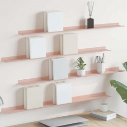 Półka wisząca 4 pcs Różowy 100 x 9 x 2,5 cm Stal