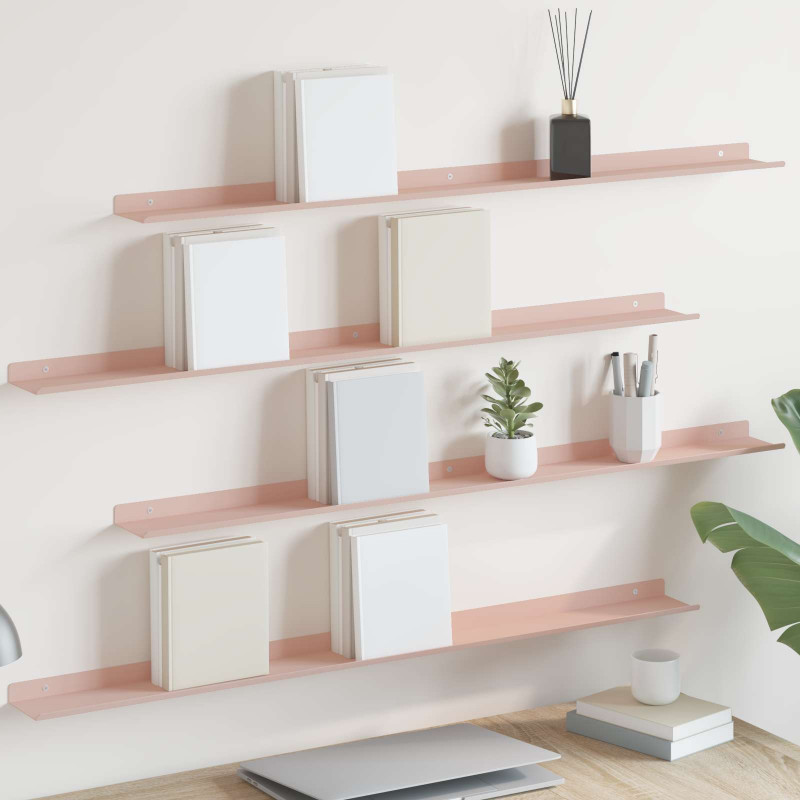 Półka wisząca 4 pcs Różowy 100 x 9 x 2,5 cm Stal