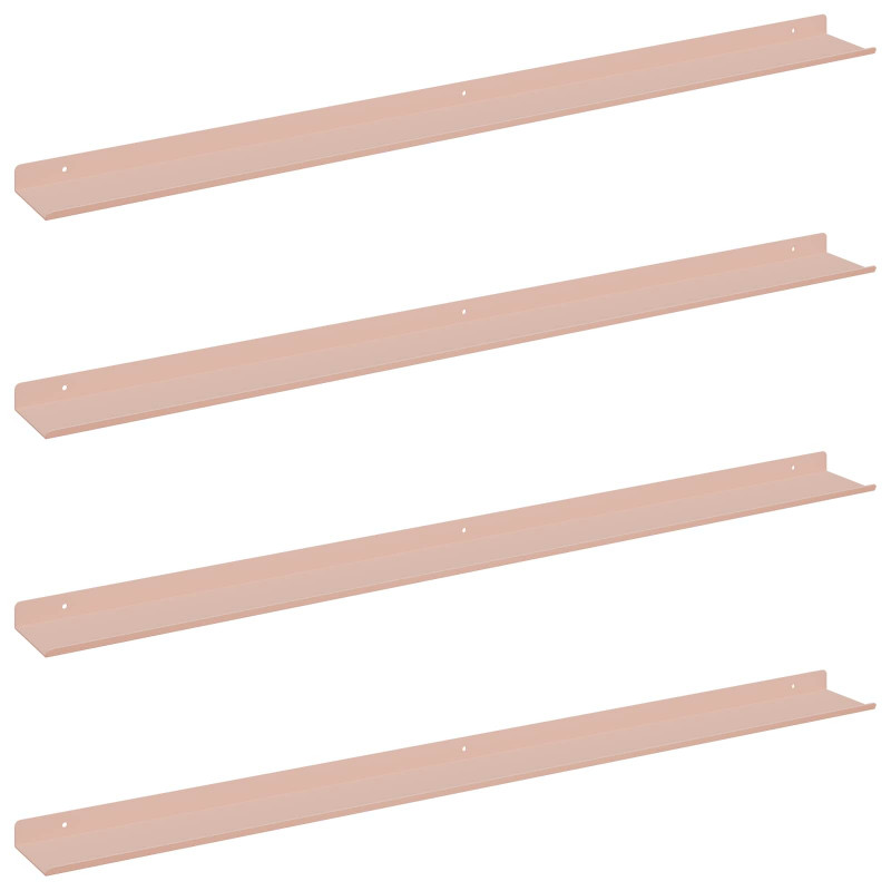 Półka wisząca 4 pcs Różowy 100 x 9 x 2,5 cm Stal