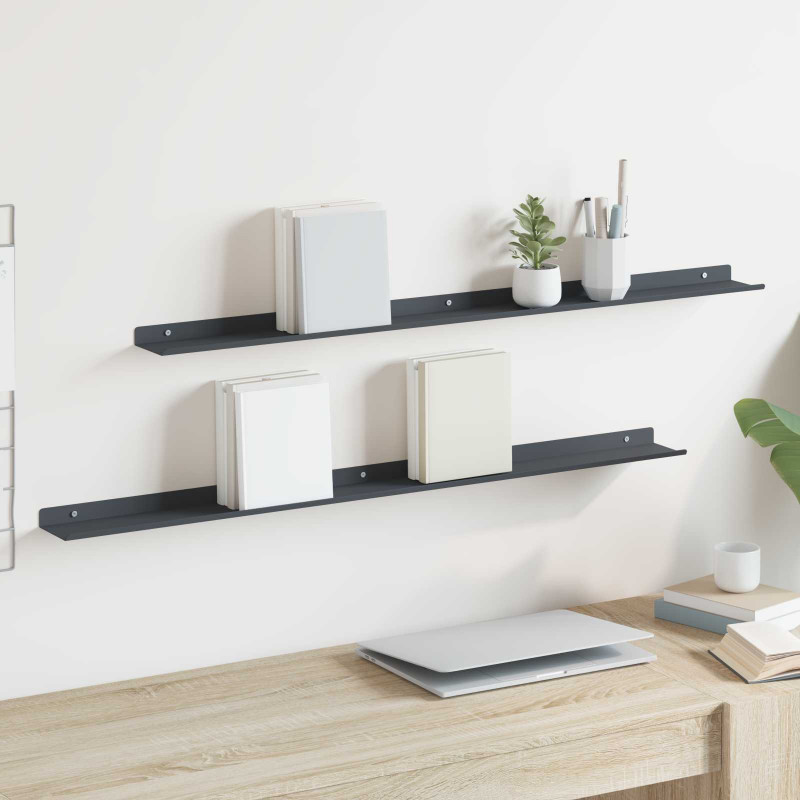 Półka wisząca 2 pcs Antracyt 100 x 9 x 2,5 cm Stal